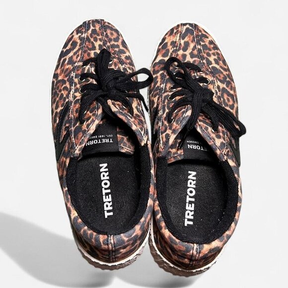 Tretorn canvas round toe leopard animal print cheetah nylite platform sneaker 7 - Picture 6 of 8